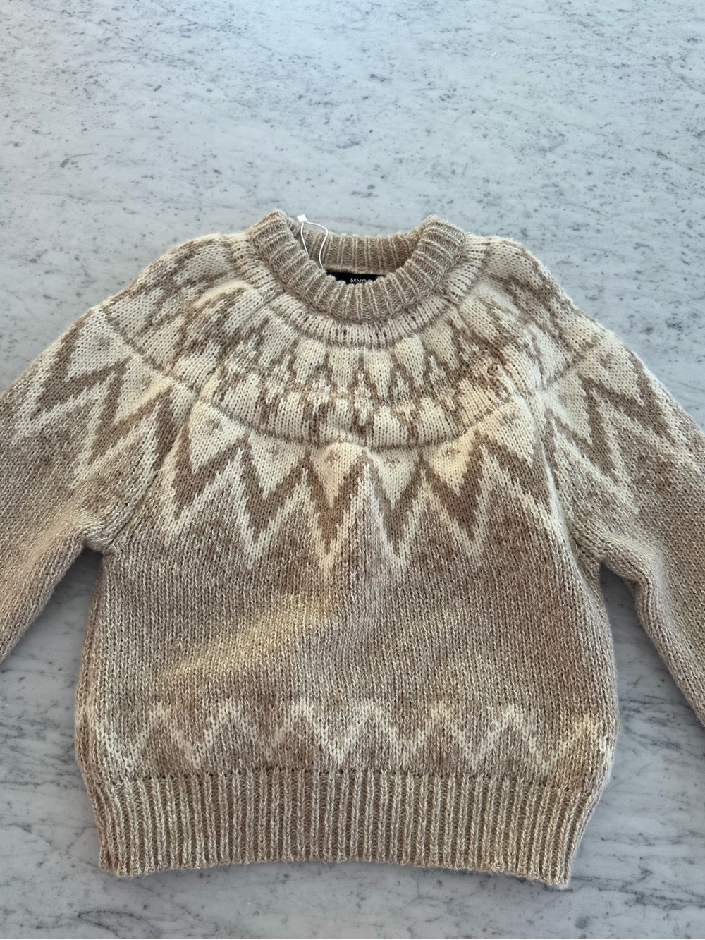 Mango women’s Neutral Fair Isle Knit Sweater - Beige & Cream